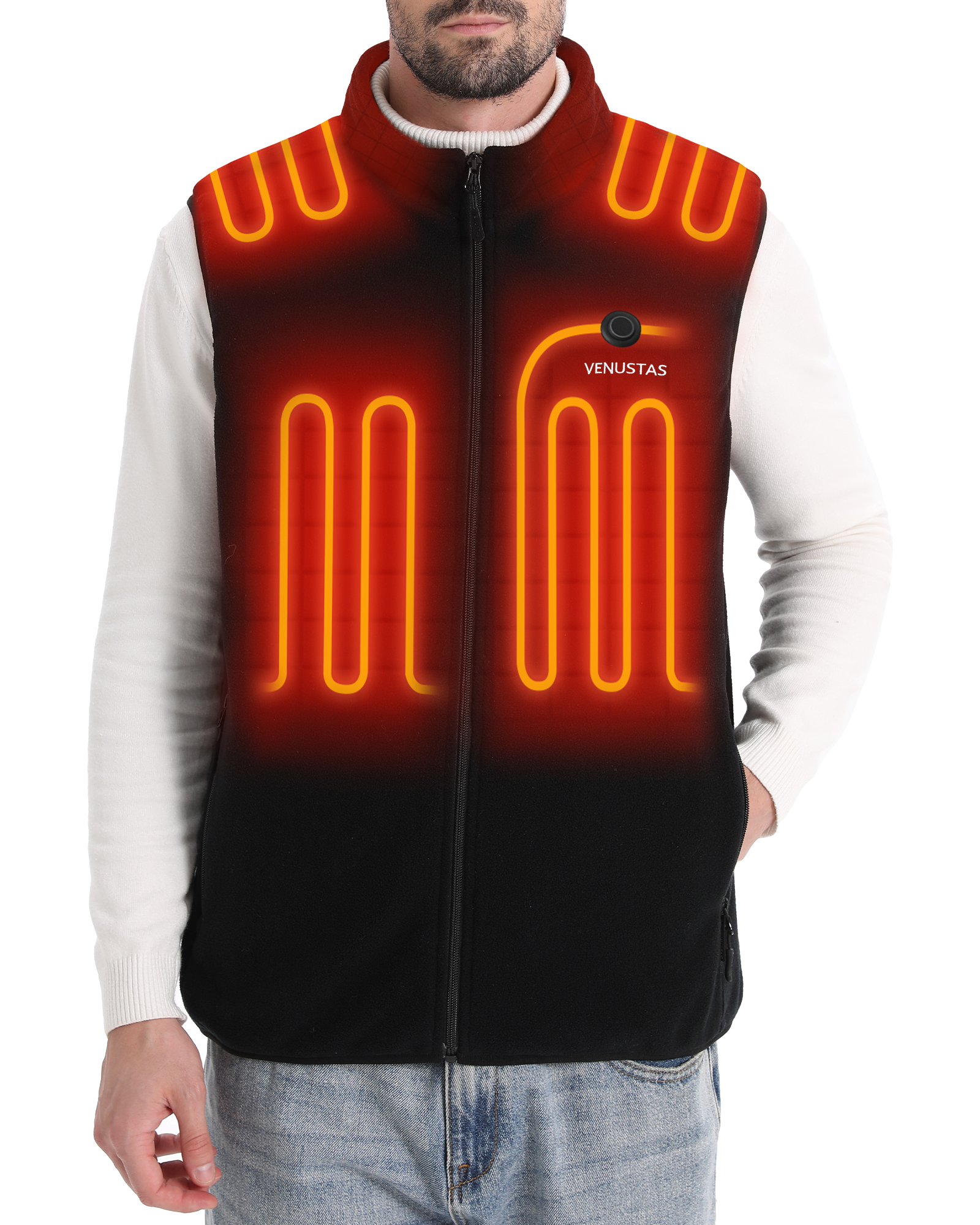 Venustas Men's Fleece Heated Vest with Battery Pack 7.4V, Lightweight Hunting Vest