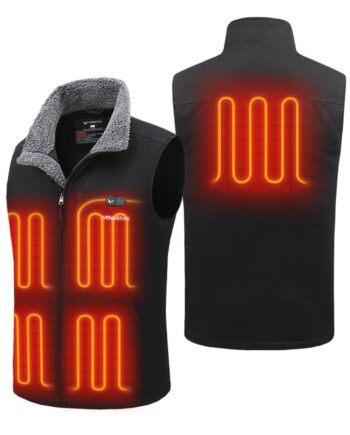 Venustas Men's Dual-Control Heated Canvas Vest with 11V Battery, Sherpa-Lined Electric Work Vest, Winter Hunting Vest
