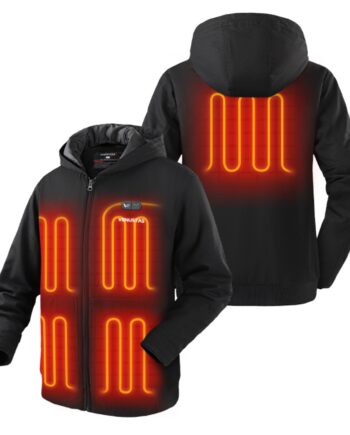 Venustas 12V Men's Dual-Control Heated Canvas Jacket with Battery, Winter Heated Work Jacket, Electirc Heated Hoodie Jacket