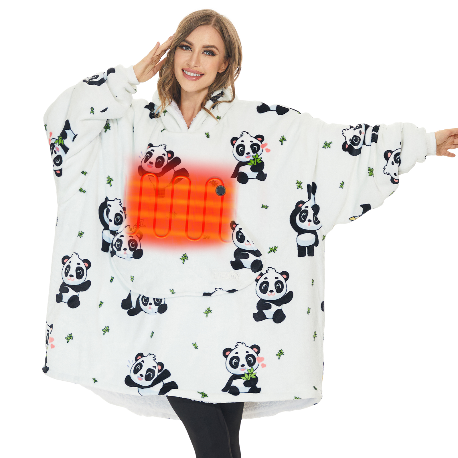 Venustas Heated Wearable Blanket Hoodie with Battery Pack 7.4V, Oversized Sherpa Blanket Hoodie Sweatshirt, Cozy Warm Soft