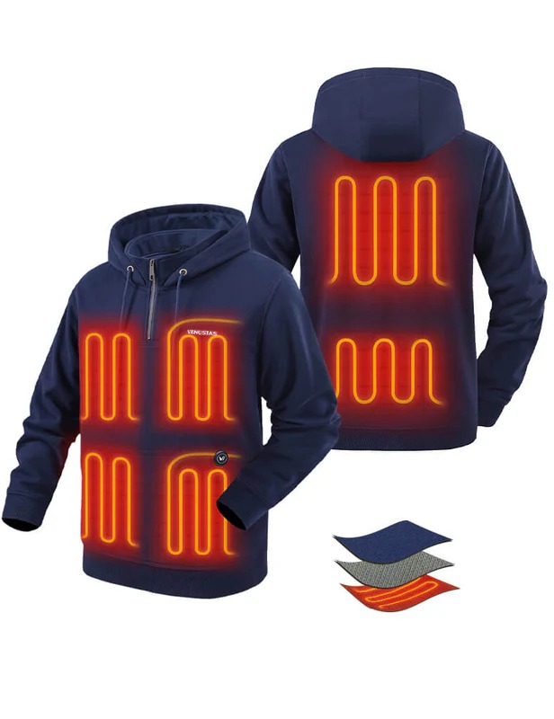 Unisex Heated Fleece Pullover Hoodie 1/4 Zip 7.4V, U40