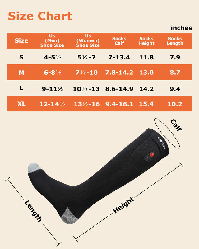 Unisex Heated Socks 7.4V (with Full Foot Coverage), S10