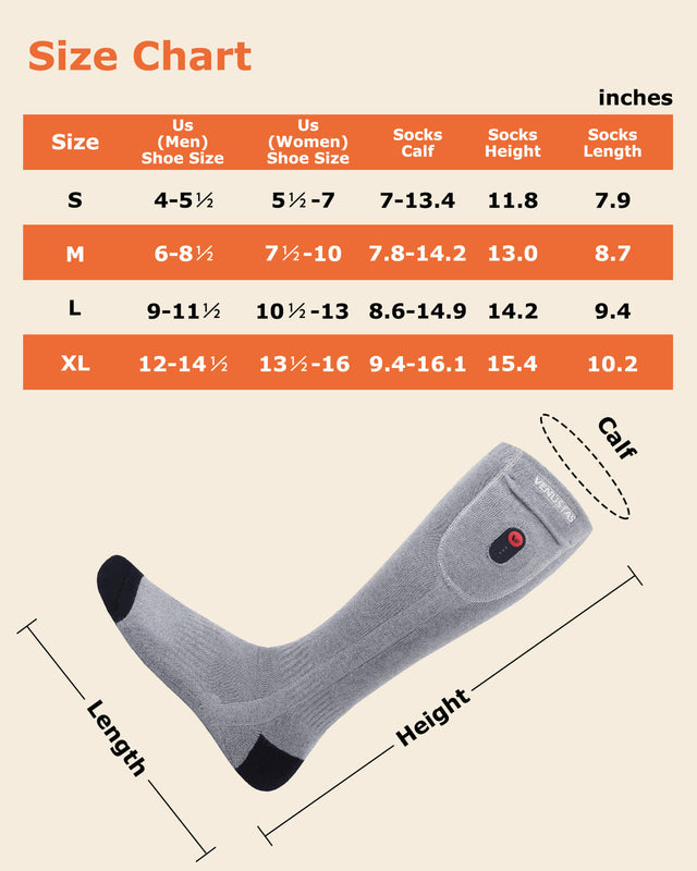 Unisex Heated Socks 7.4V (with Full Foot Coverage), S10