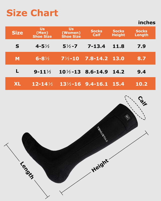 Unisex Heated Socks 7.4V (with Half-Foot Coverage), S11