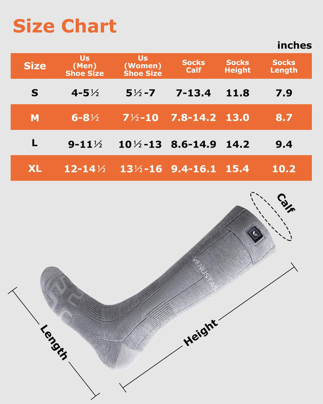 Unisex Heated Socks 7.4V (with Half-Foot Coverage), S11